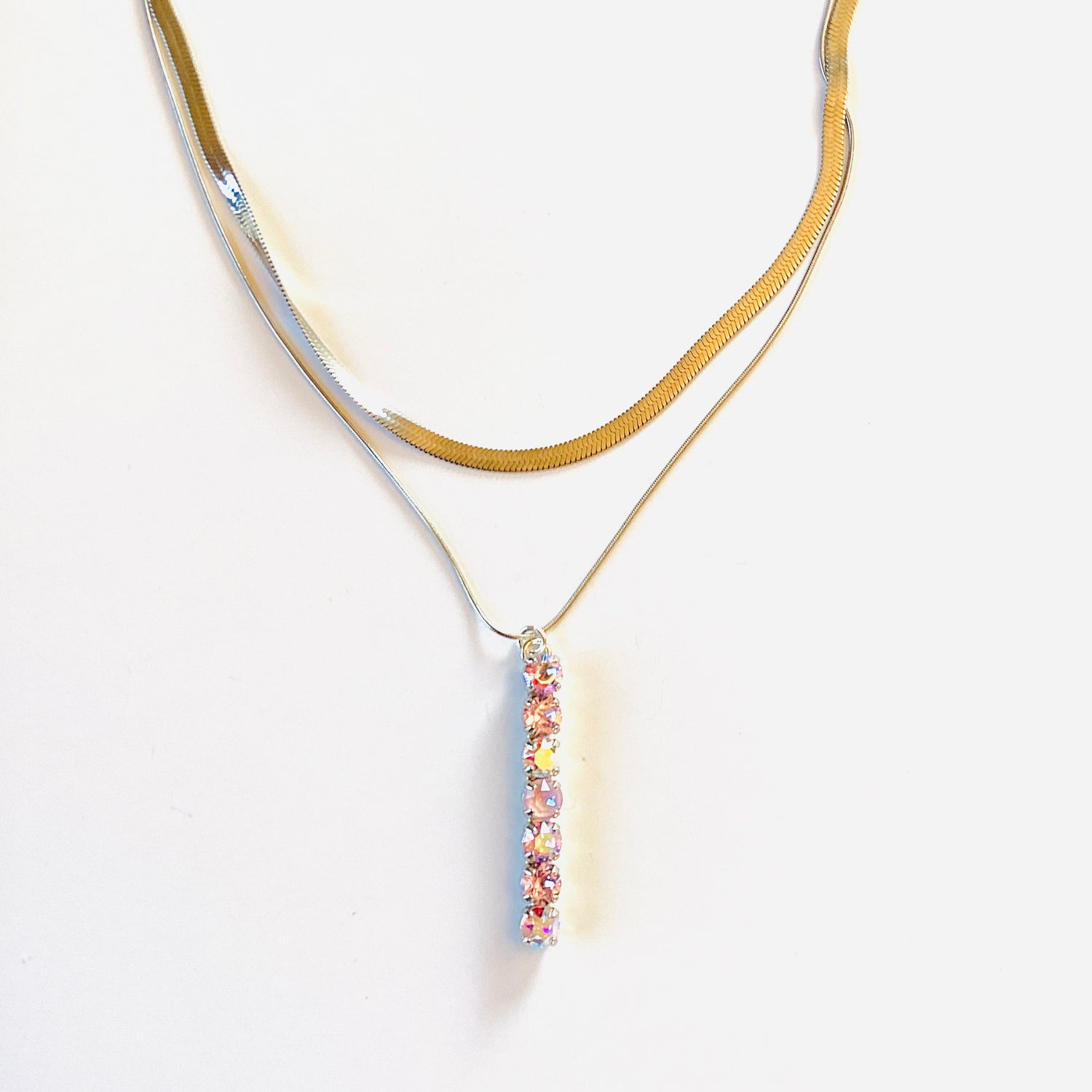 Double Pendant Necklace in Purple Hues