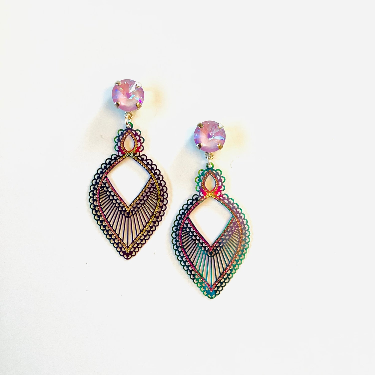 Oil Slick Filigree Earrings in Unicorn
