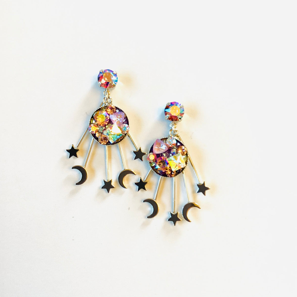 Starry Night Treasure Chest Earrings in Purple Hues - KaraMarie