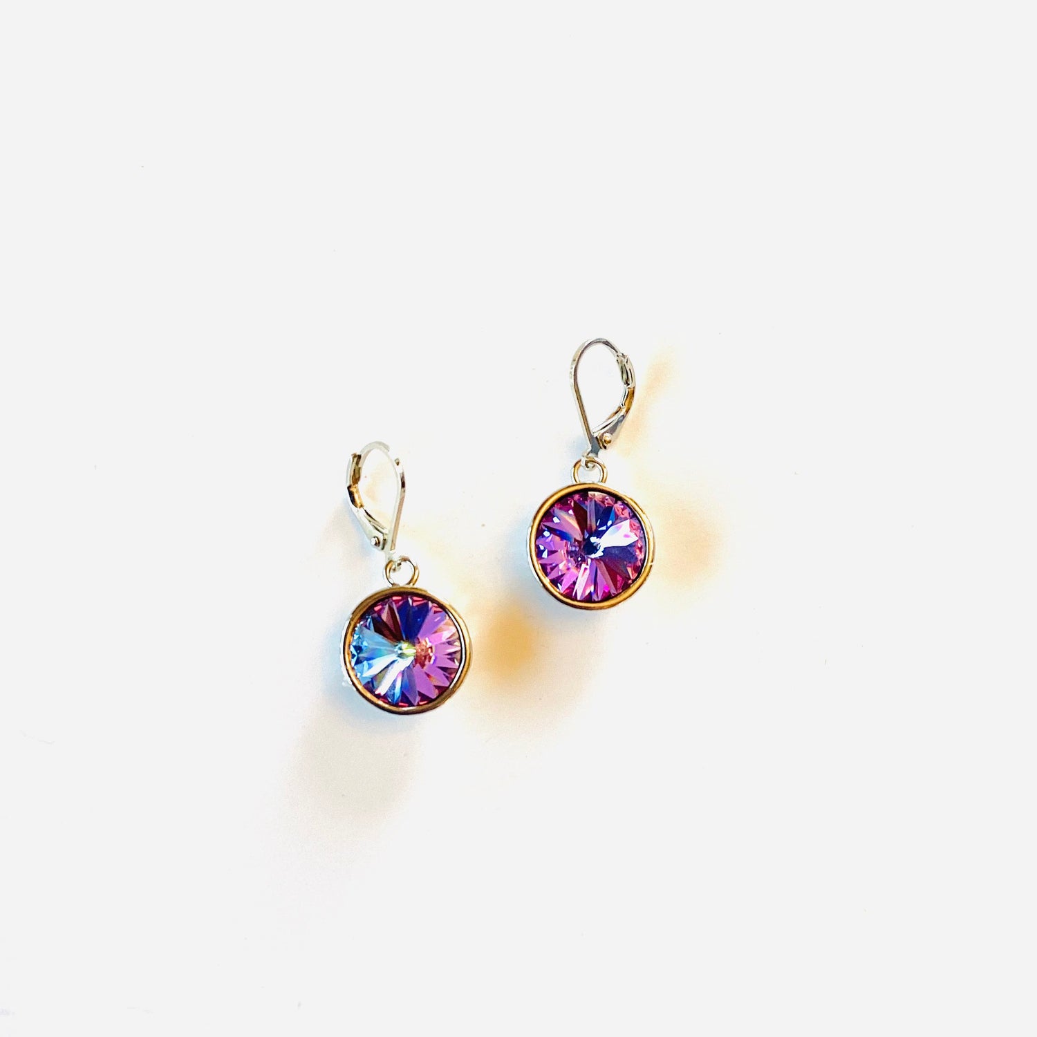 Rivoli Round Drop Earring in Vitrail Light