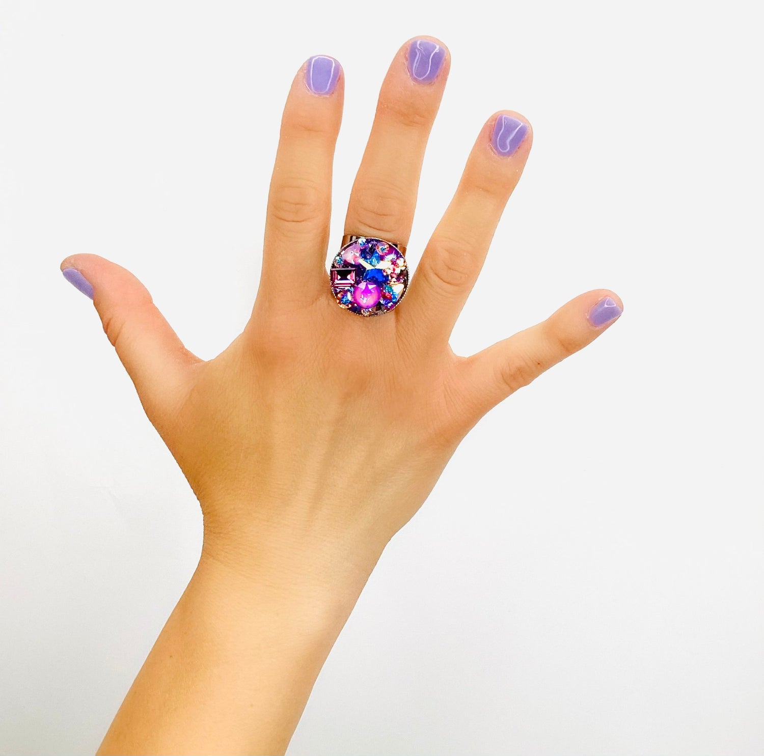 Treasure Chest Round Ring in Purple Hues