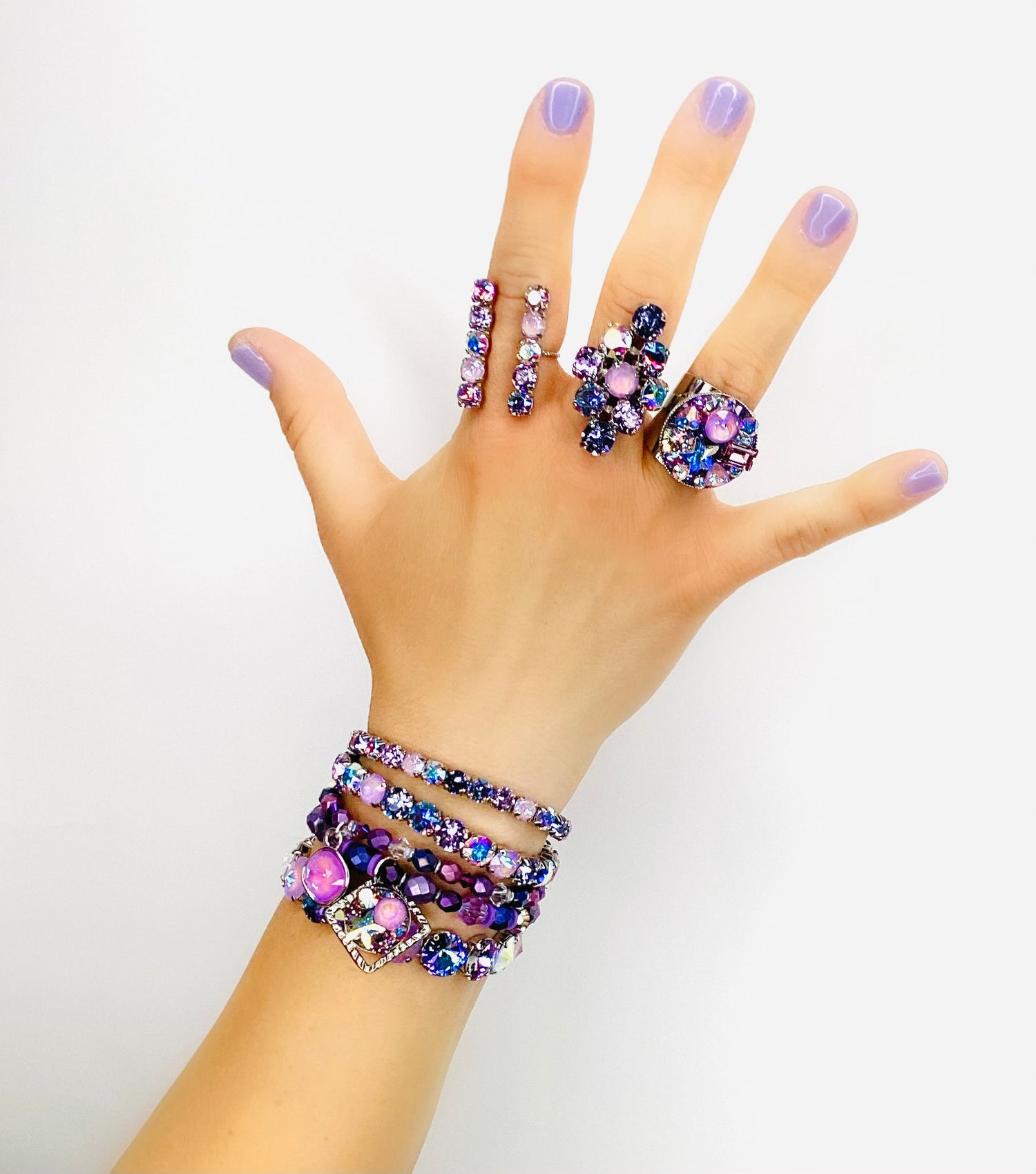 6mm Diamonds Stretch Bracelet in Purple Hues