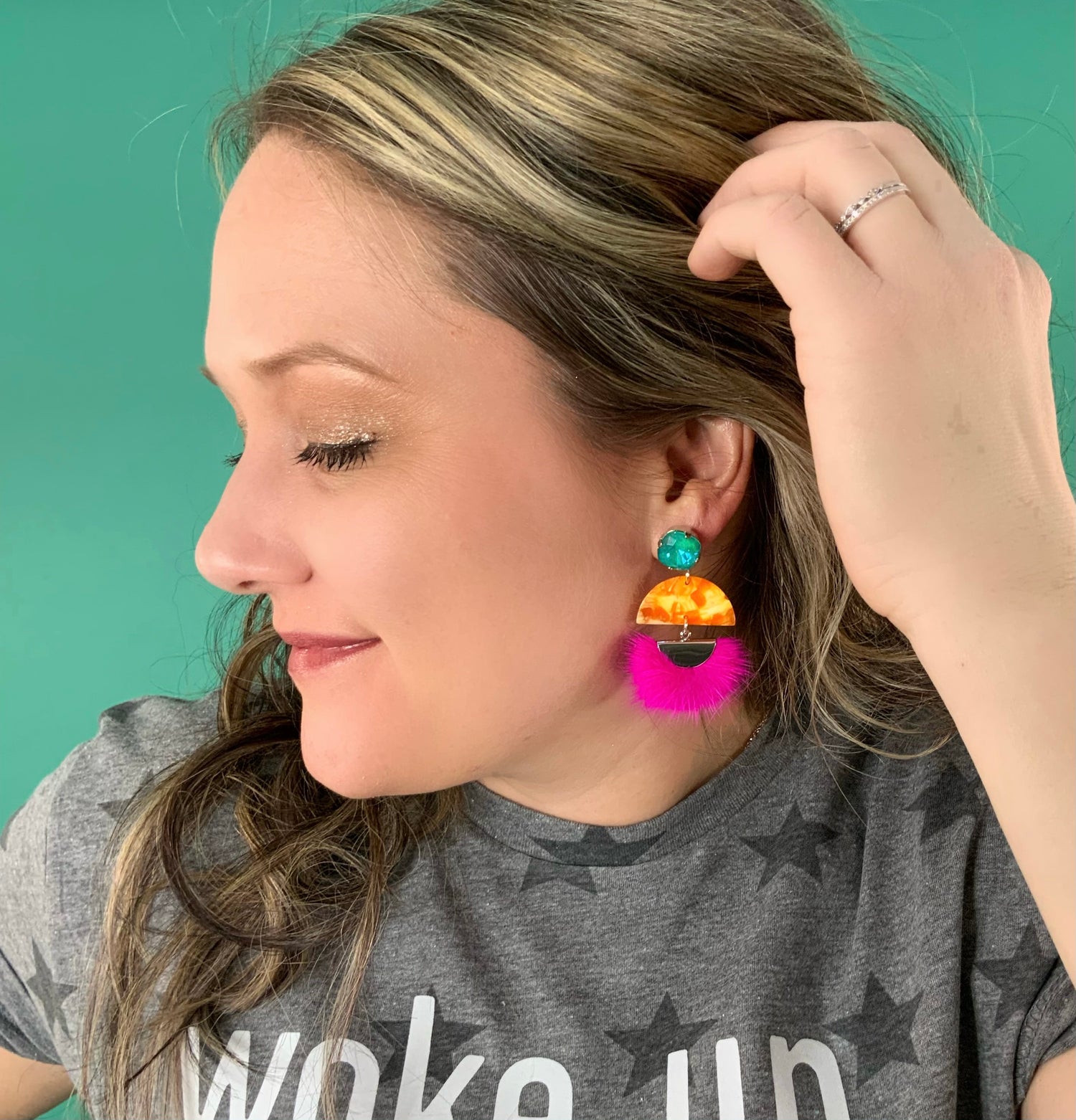 Pops of Neon Faux Fur Earrings