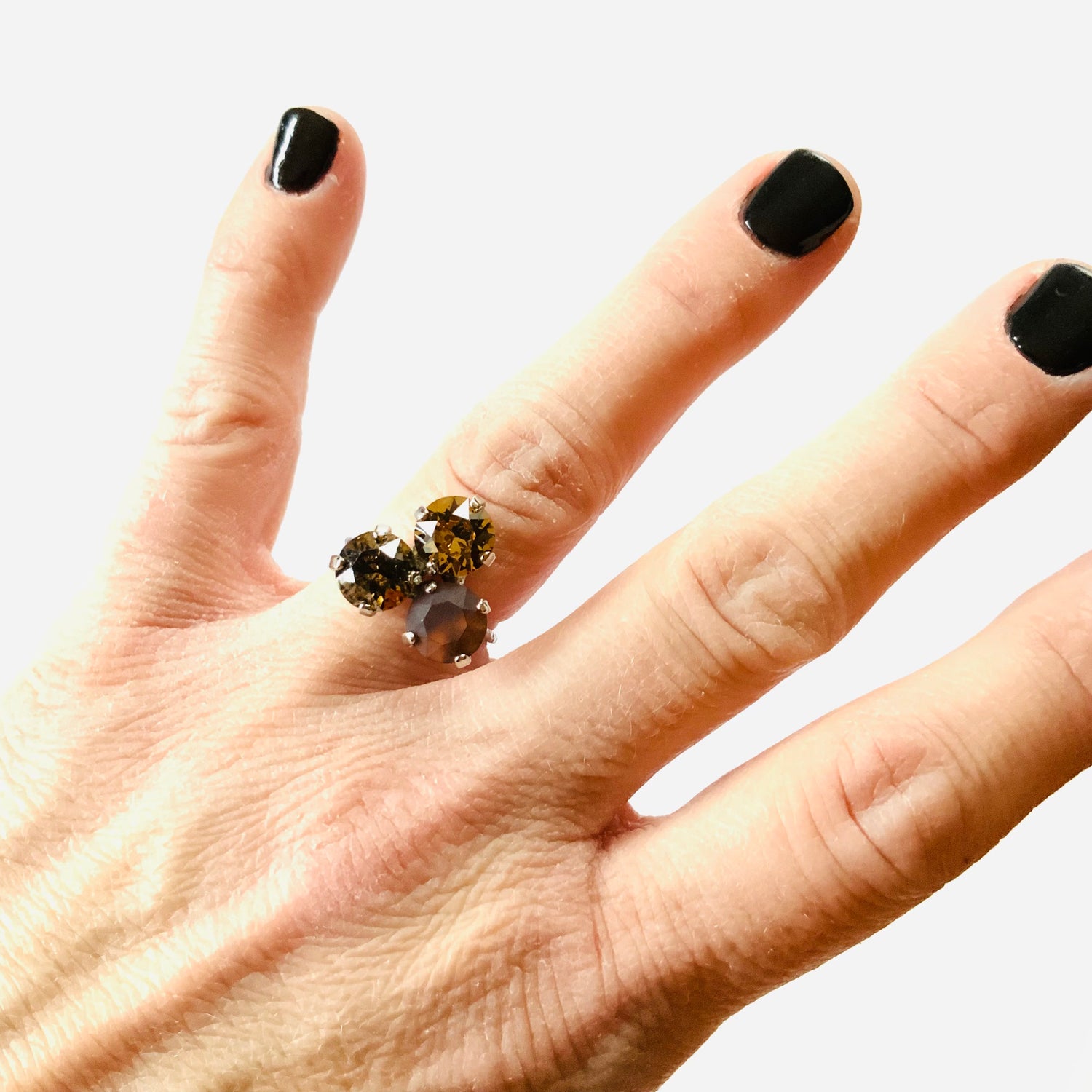 Triple Cluster Ring featuring Smoked Topaz Matte + LCT Silver Patina