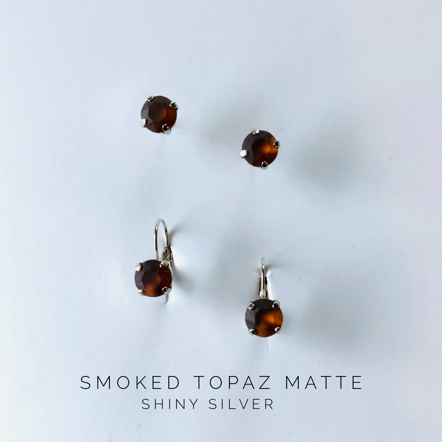 8mm Drop OR Post featuring Smoked Topaz Matte - KaraMarie