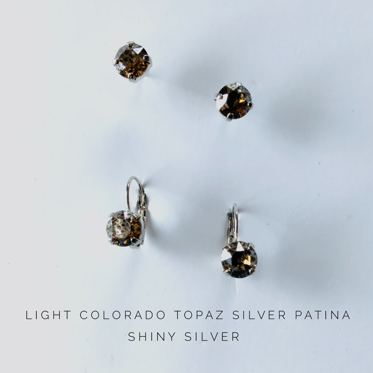 8mm Drop OR Post featuring Light Colorado Topaz Silver Patina - KaraMarie