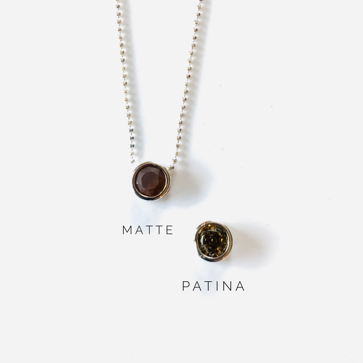 Simple Pendant Slide Necklace featuring Smked Topaz Matte OR LCT Silver Patina - KaraMarie