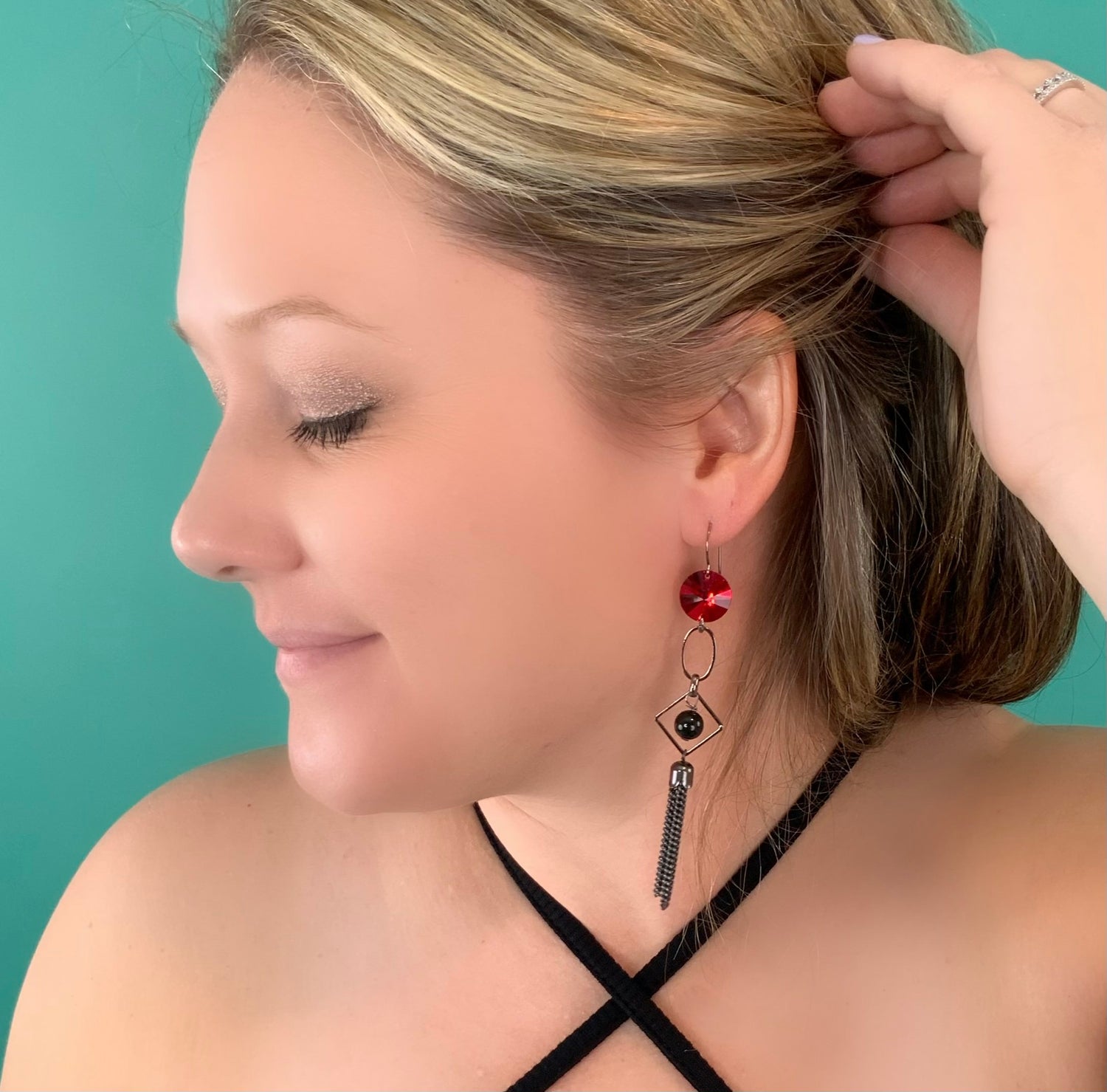 Red Hot Chain Tassel Earrings