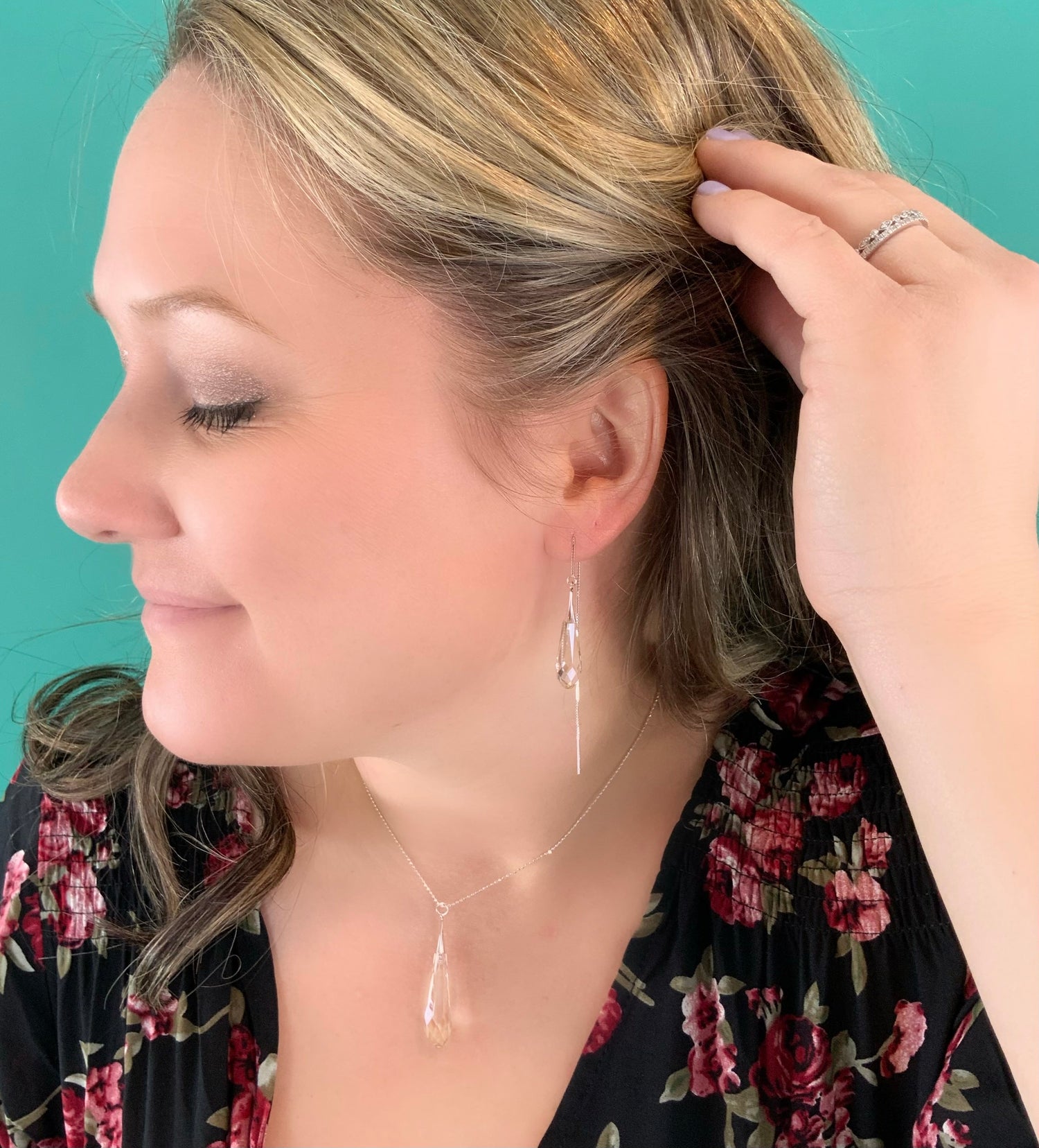 Trumpet Thread Earrings in Silver Shade - KaraMarie