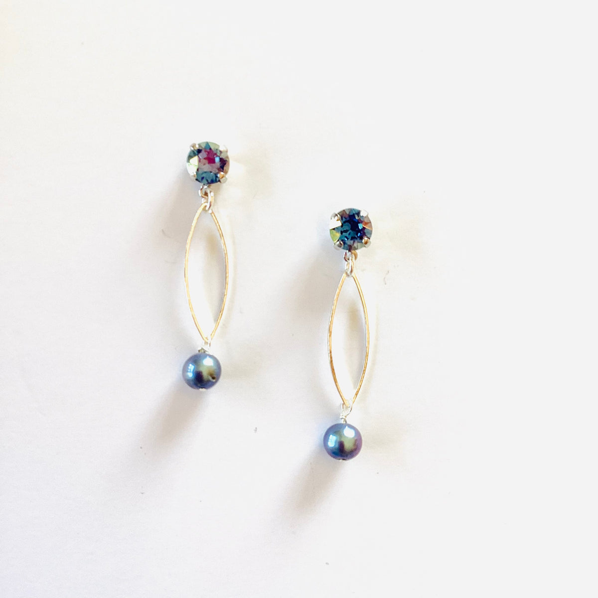 Blue Pearl Drop Earring in Sapphire Champagne - KaraMarie