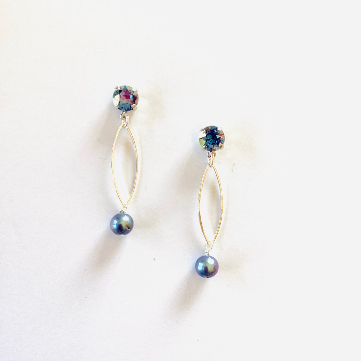 Blue Pearl Drop Earring in Sapphire Champagne - KaraMarie