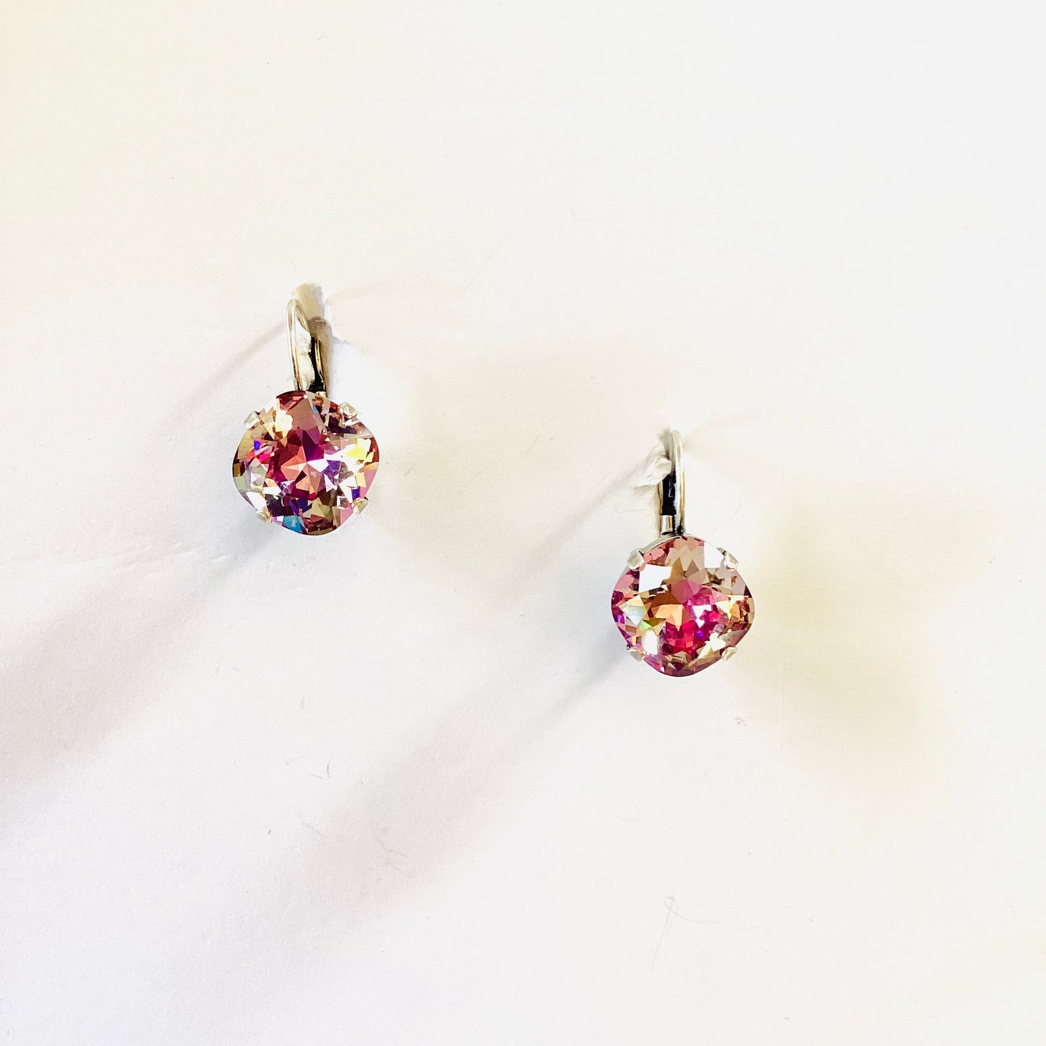 12mm Square Cushion Drop Earring in Passion