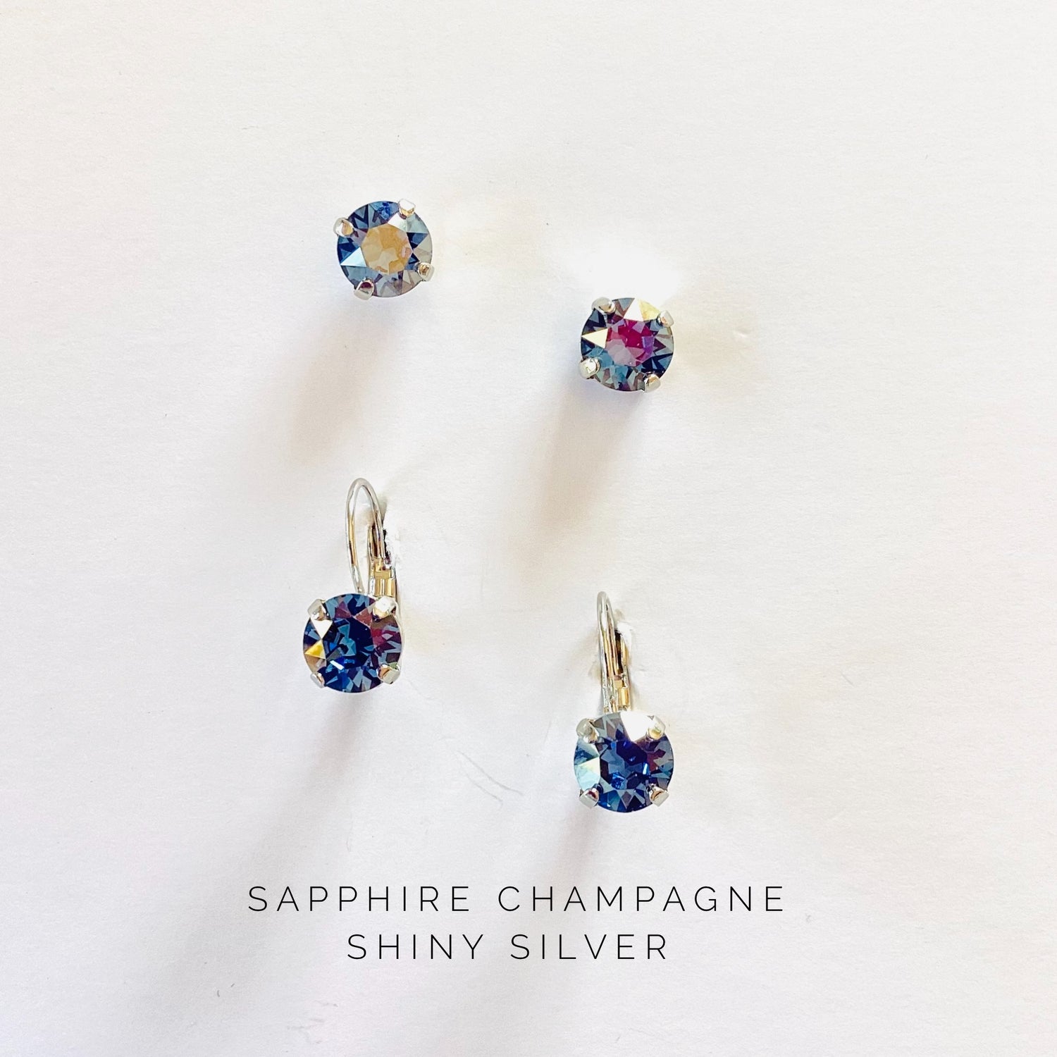 8mm Drop OR Post in Sapphire Champagne