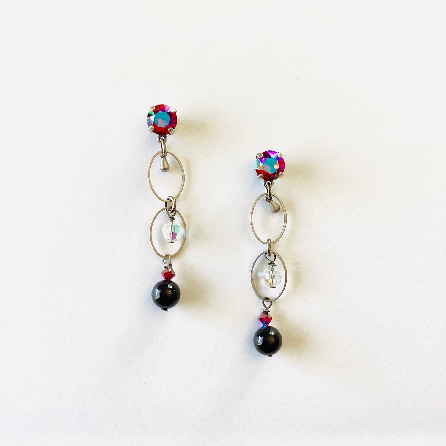 Floating Charm Earrings in Scarlet Glacier Blue