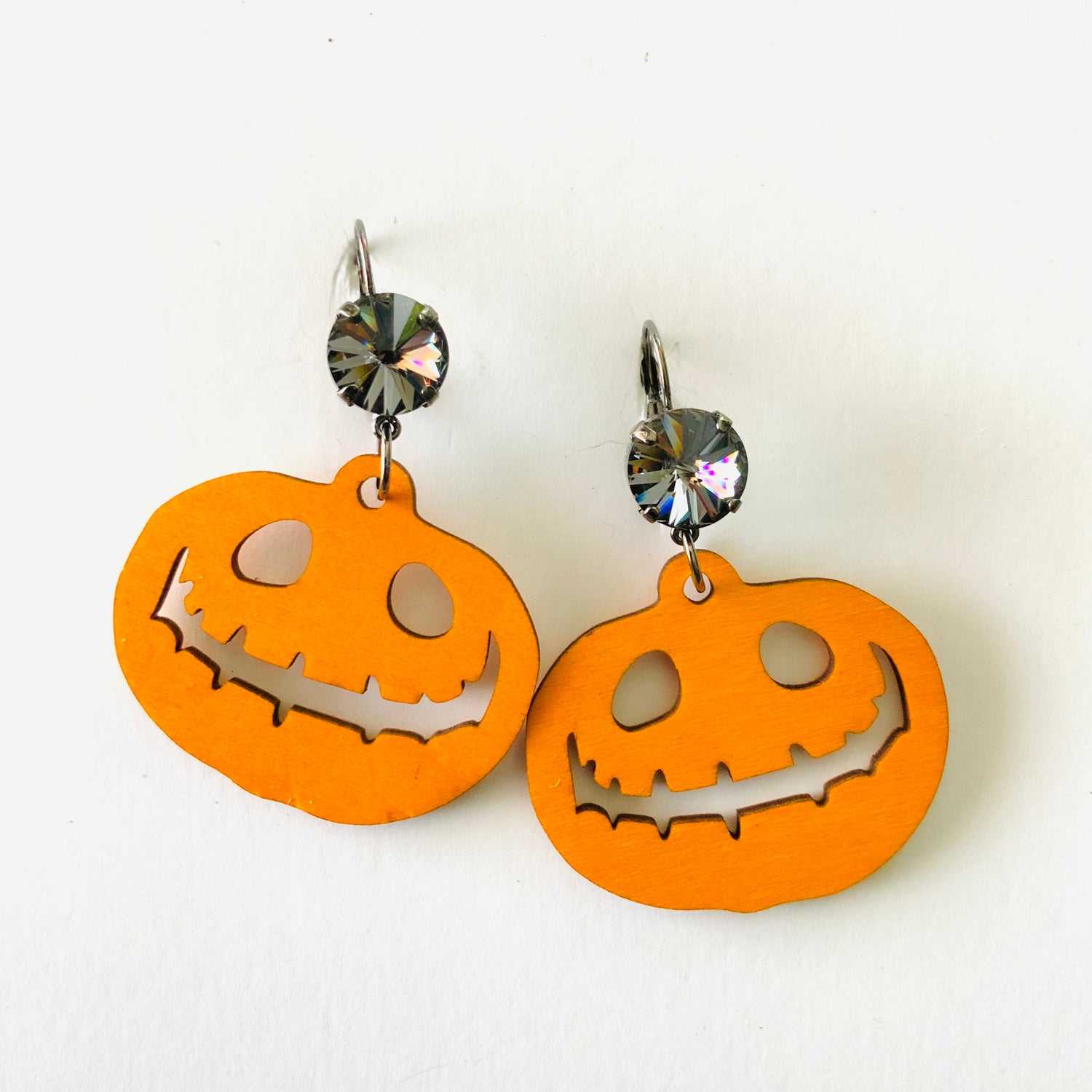 Jack-o-Lantern Wood Earrings - KaraMarie