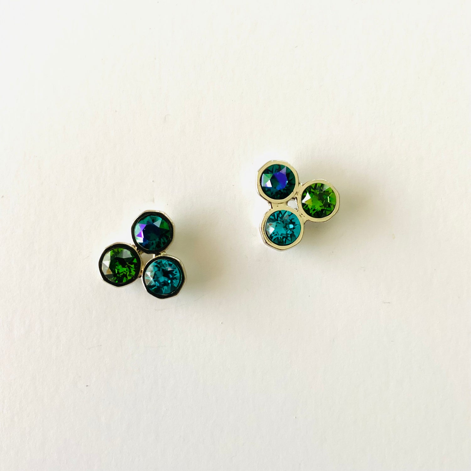 Triple Cluster Earrings featuring Emerald Glacier Blue - KaraMarie