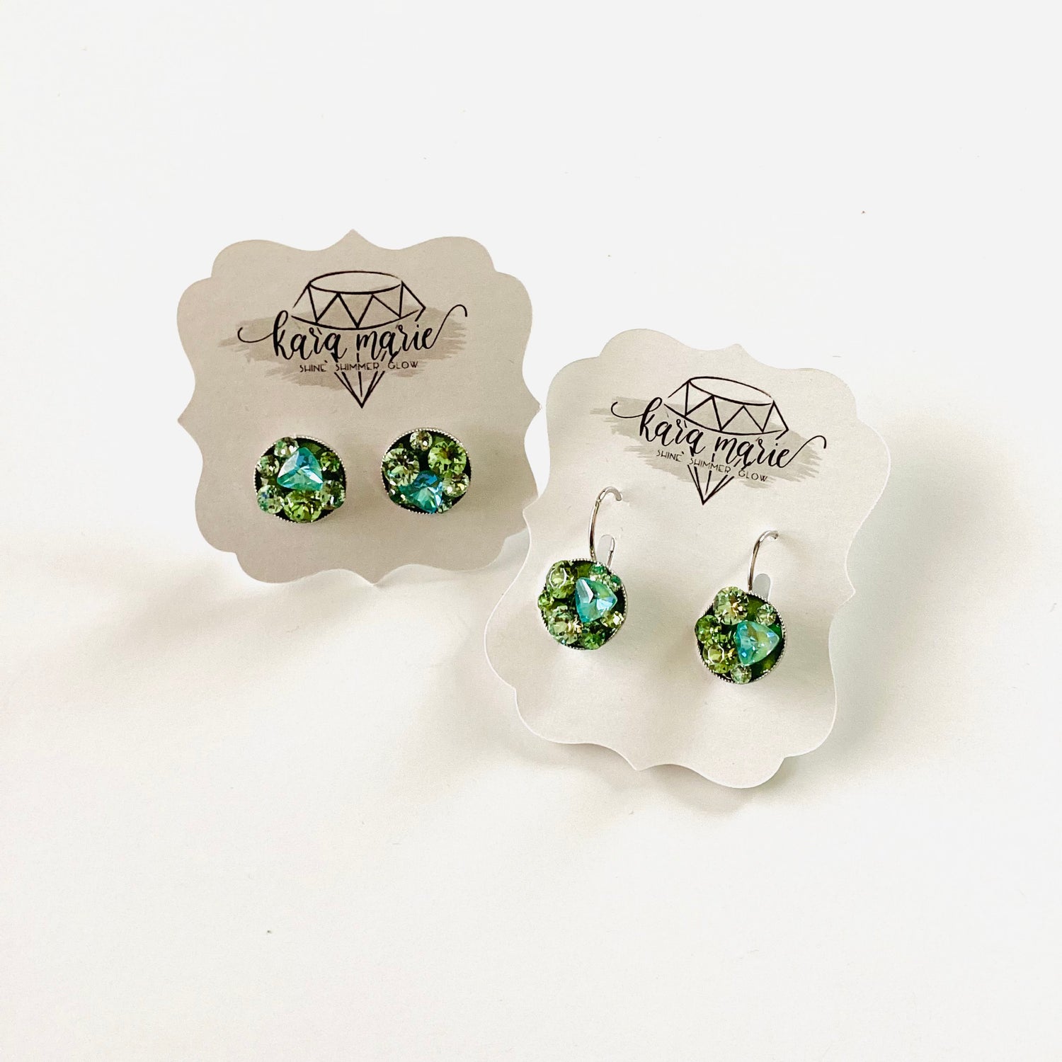 Treasure Chest Post or Drop Earring in Green Hues - KaraMarie