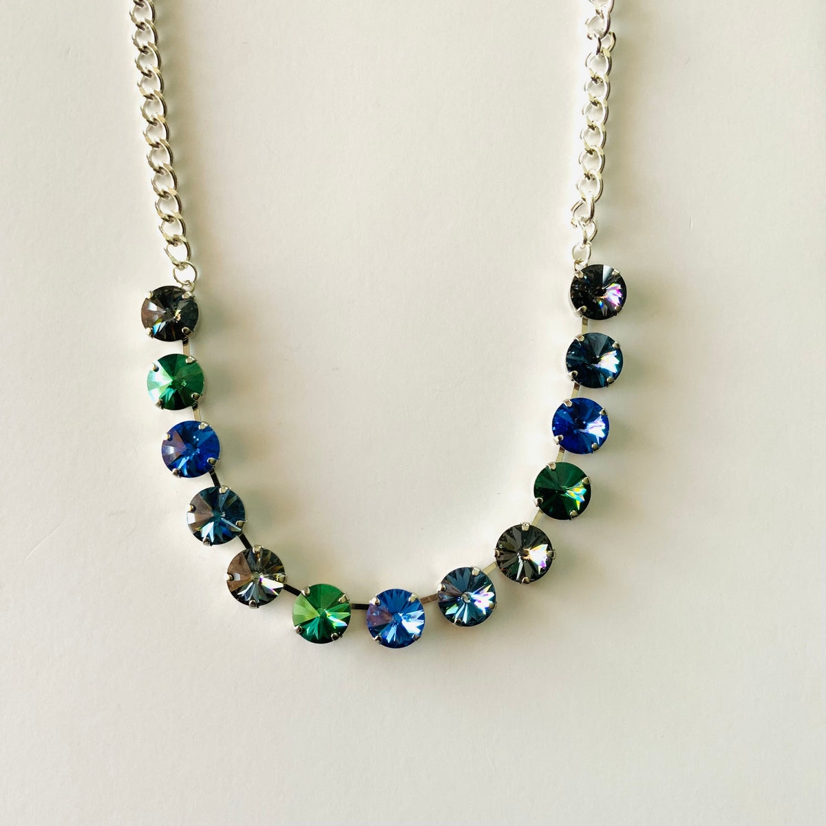 Diamonds Necklace in Blue/Green/Black Shades - KaraMarie