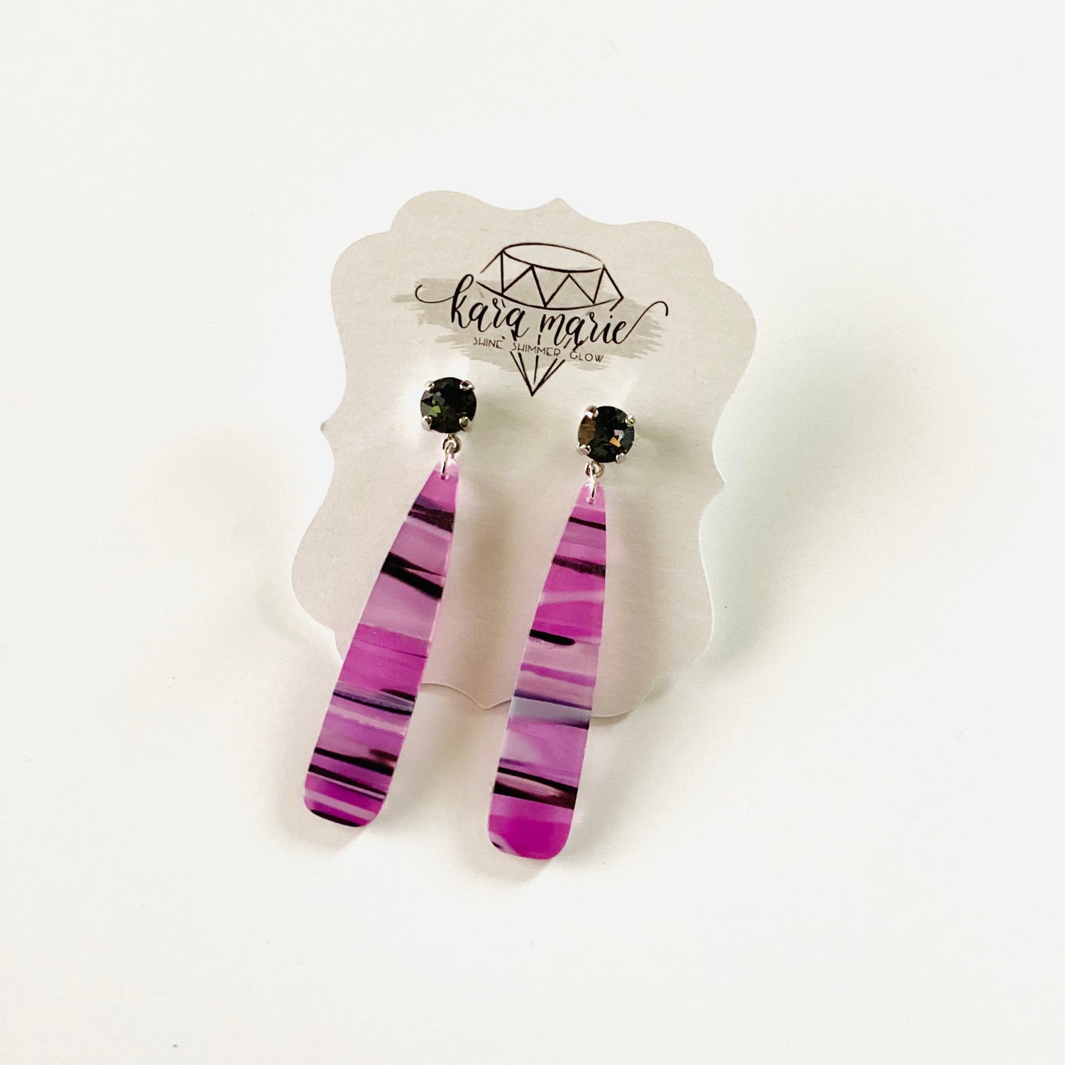 Long Narrow Purple Watercolor Earrings
