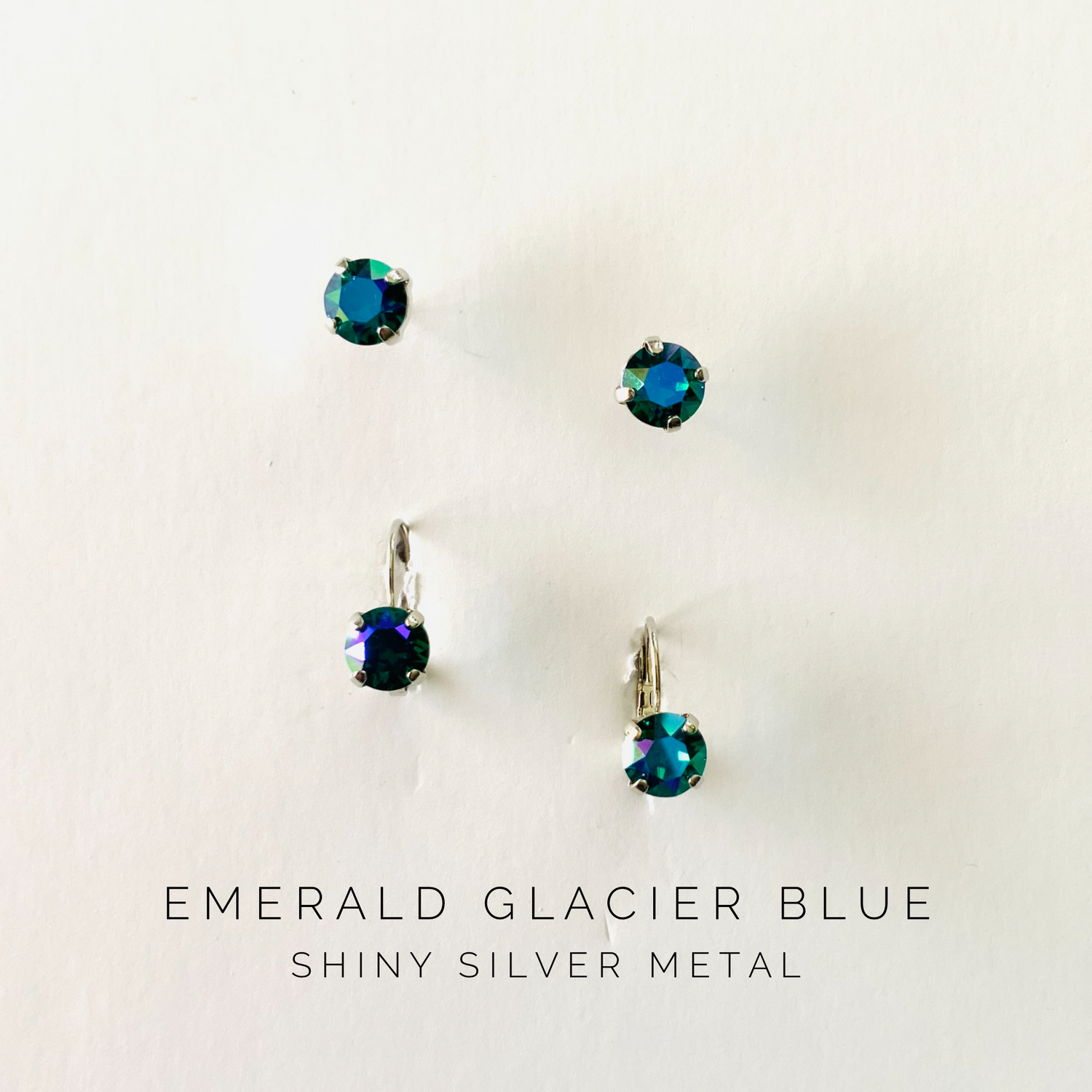 8mm Drop OR Post Earring in Emerald Glacier Blue - KaraMarie