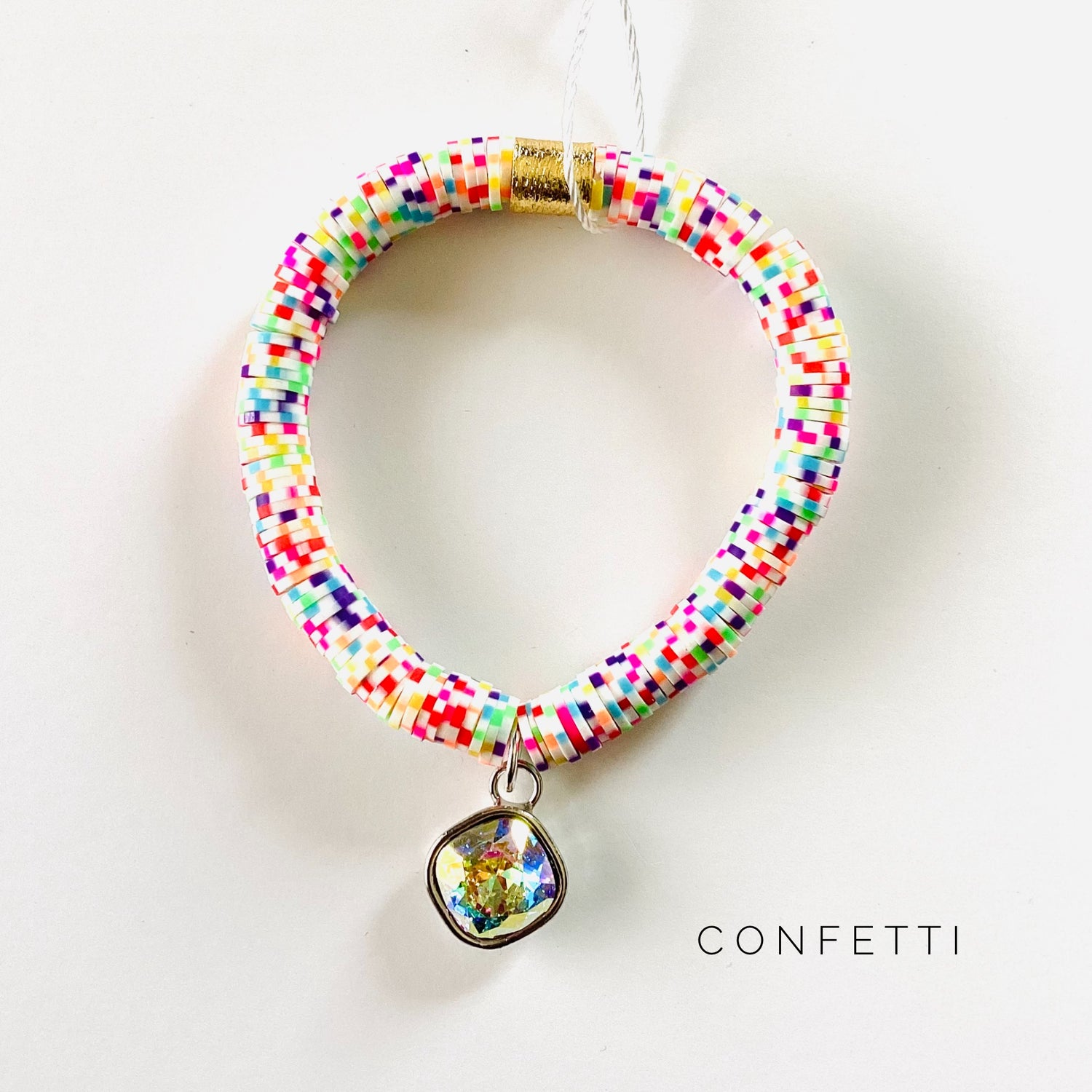 Heishi Stretch Bracelet with Charm {Multiple Colors!}