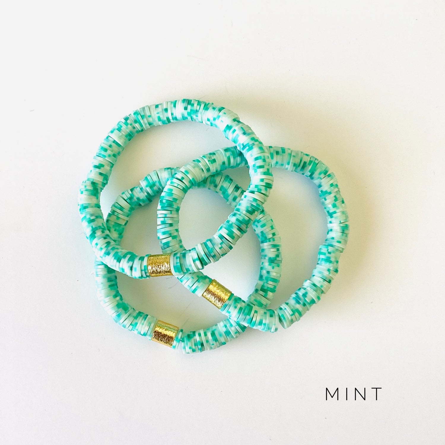 Mint Heishi Stretch Bracelet {NO CHARM}