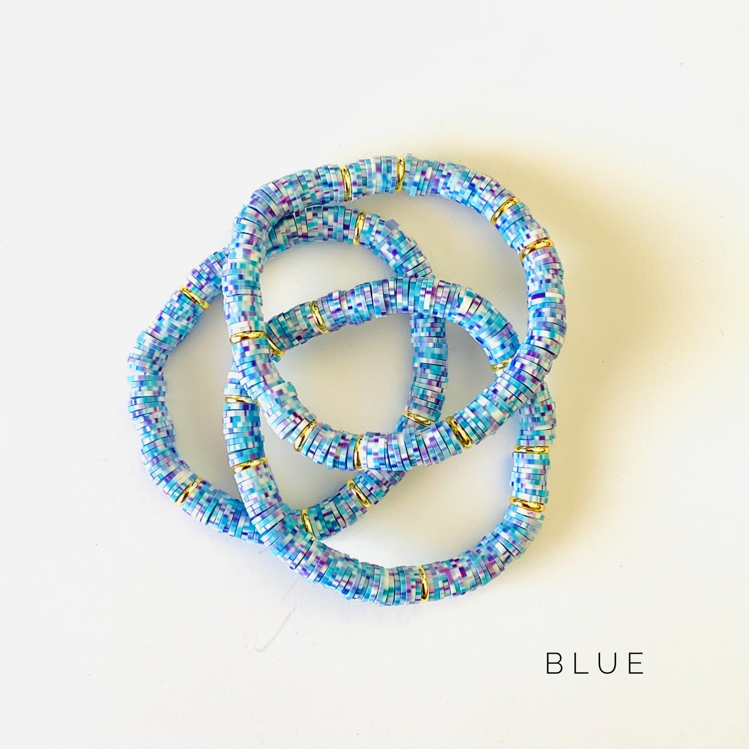 Blue Heishi Stretch Bracelet {NO CHARM}