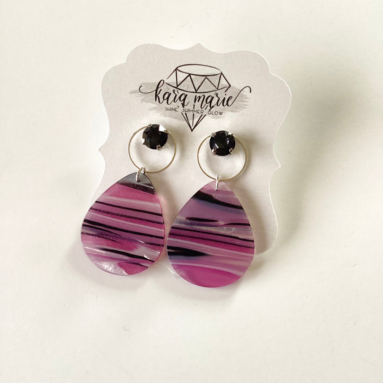 Teardrop Purple Watercolor Earrings