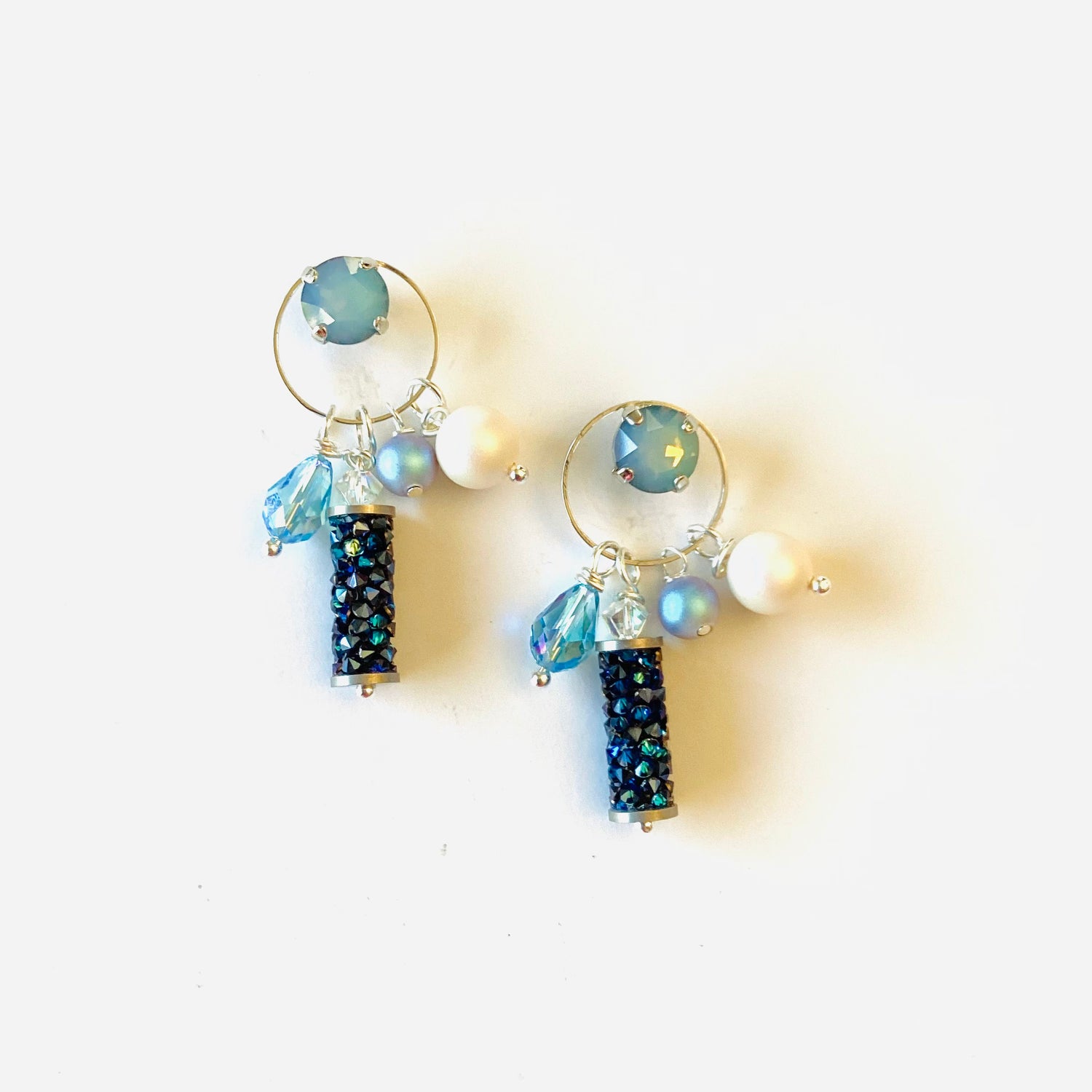 Charm Earrings in White Opal Golden Sahara