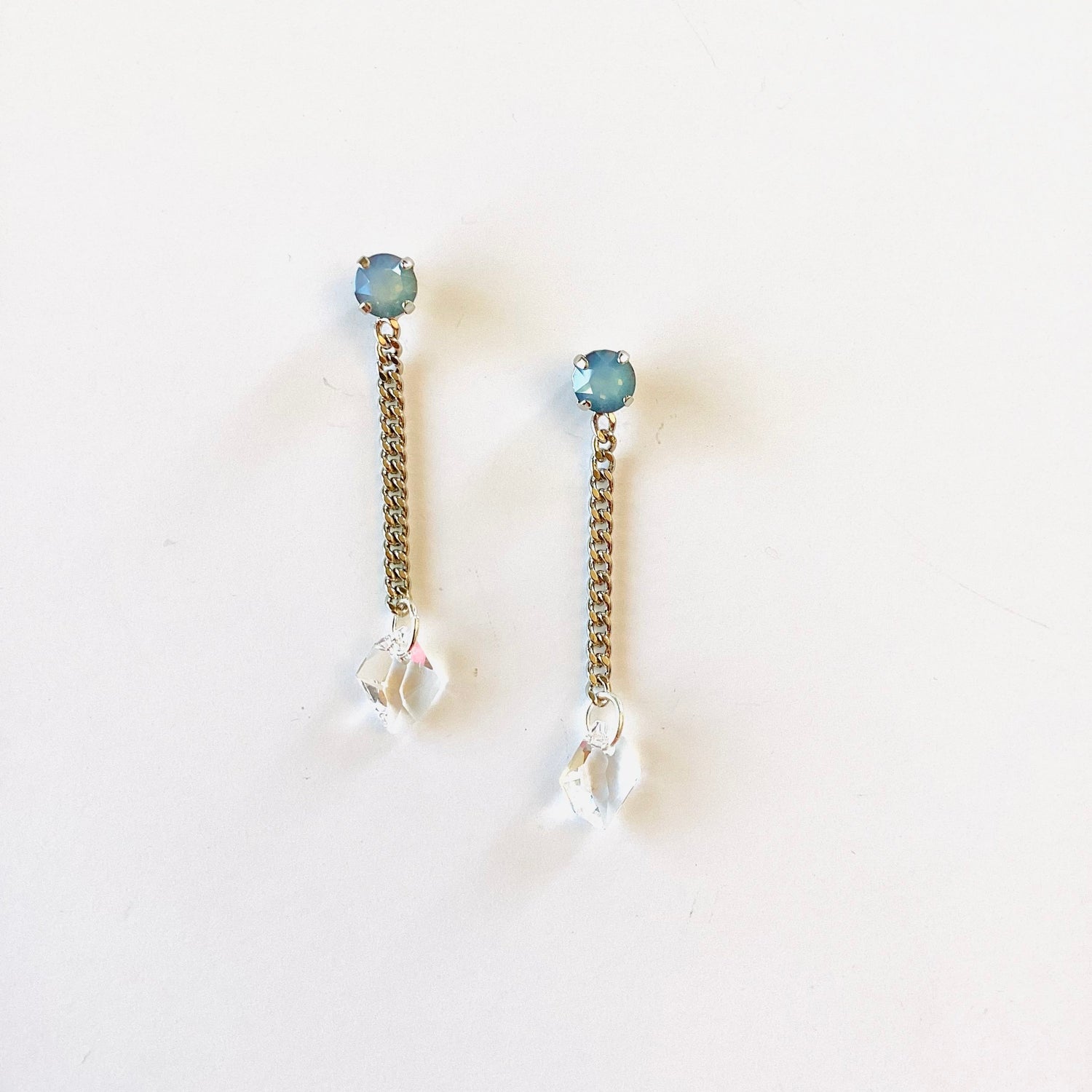 Cosmic Drop Earrings in White Opal Golden Sahara
