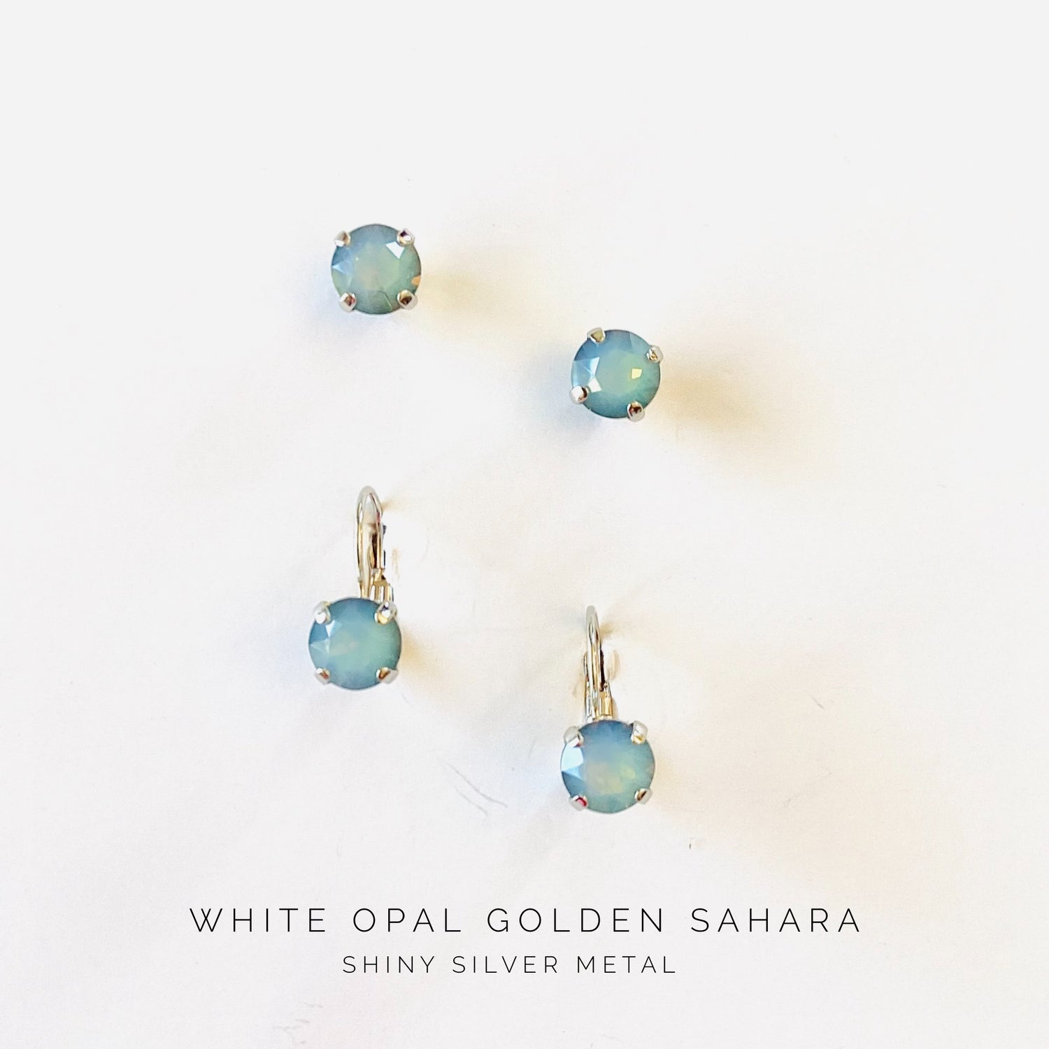 8mm Drop OR Post in White Opal Golden Sahara