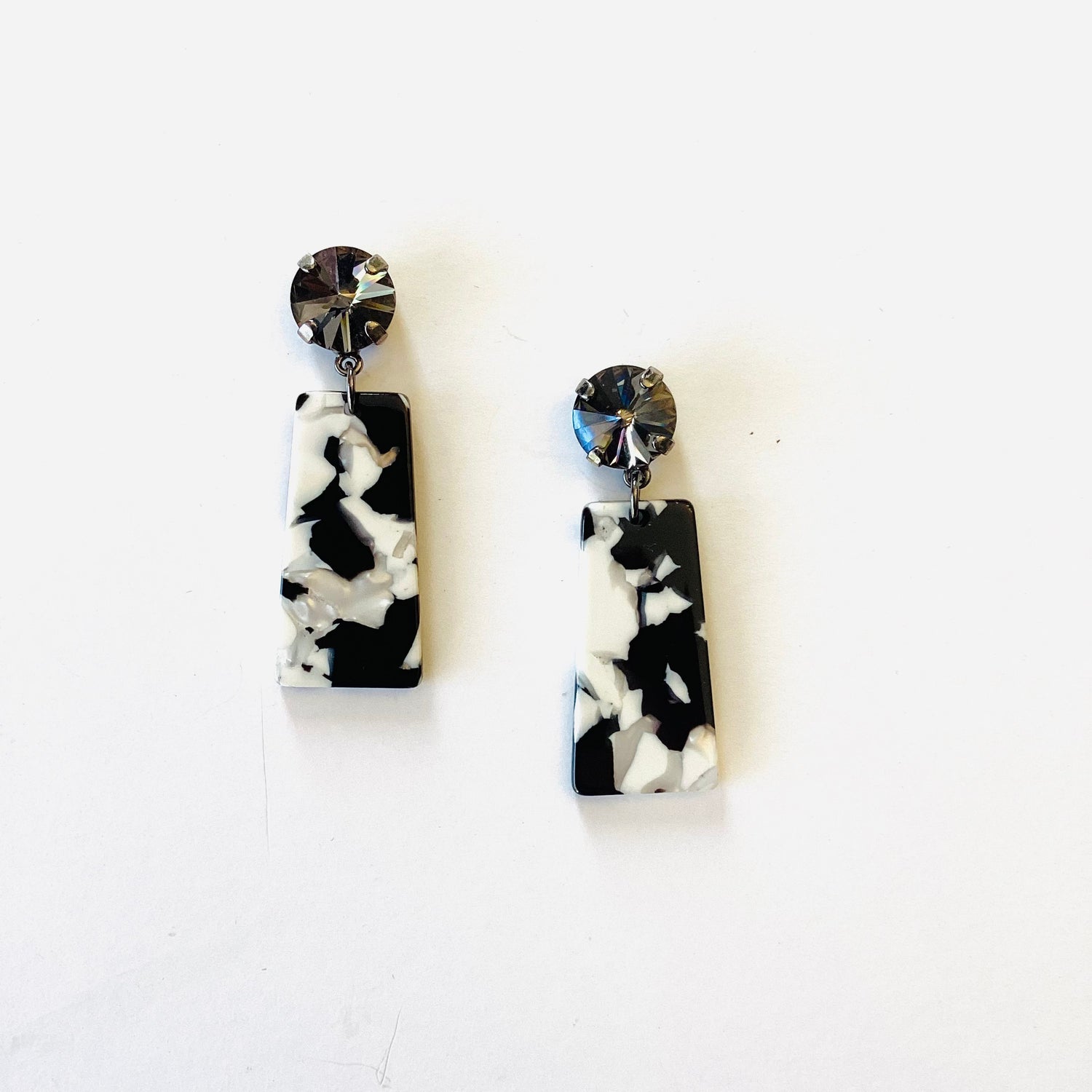 Black + White Confetti Earrings in Desire