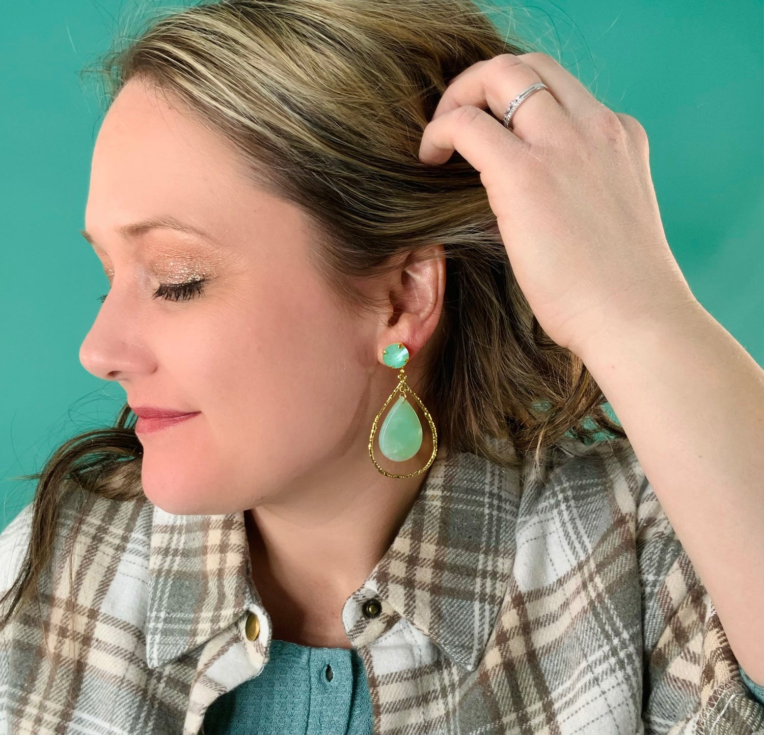 Floating Mint Teardrop Earrings