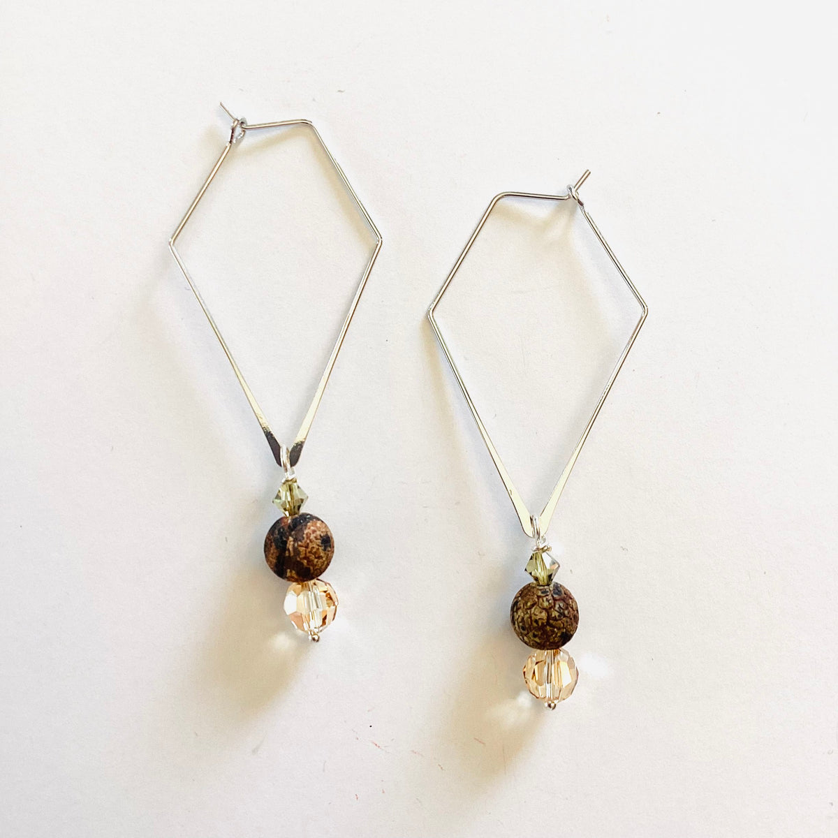 Diamond Hoop Earrings in Tan - KaraMarie