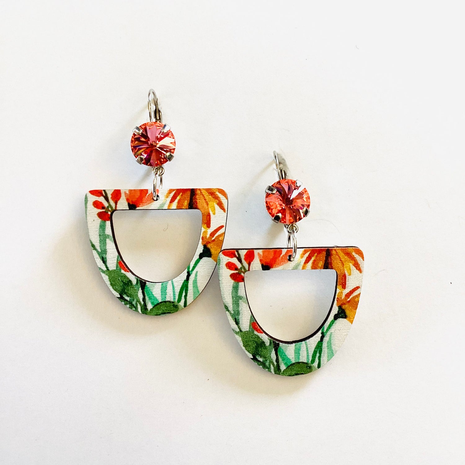 Fall Floral Wood Earrings