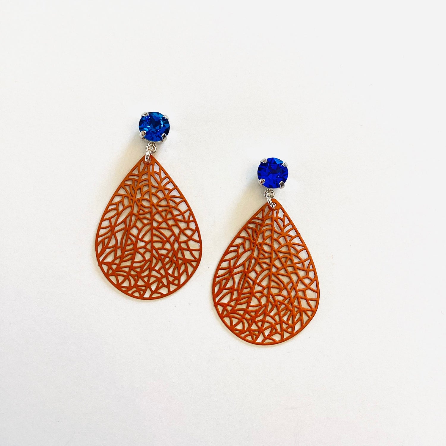 Orange Filigree Drop Earrings