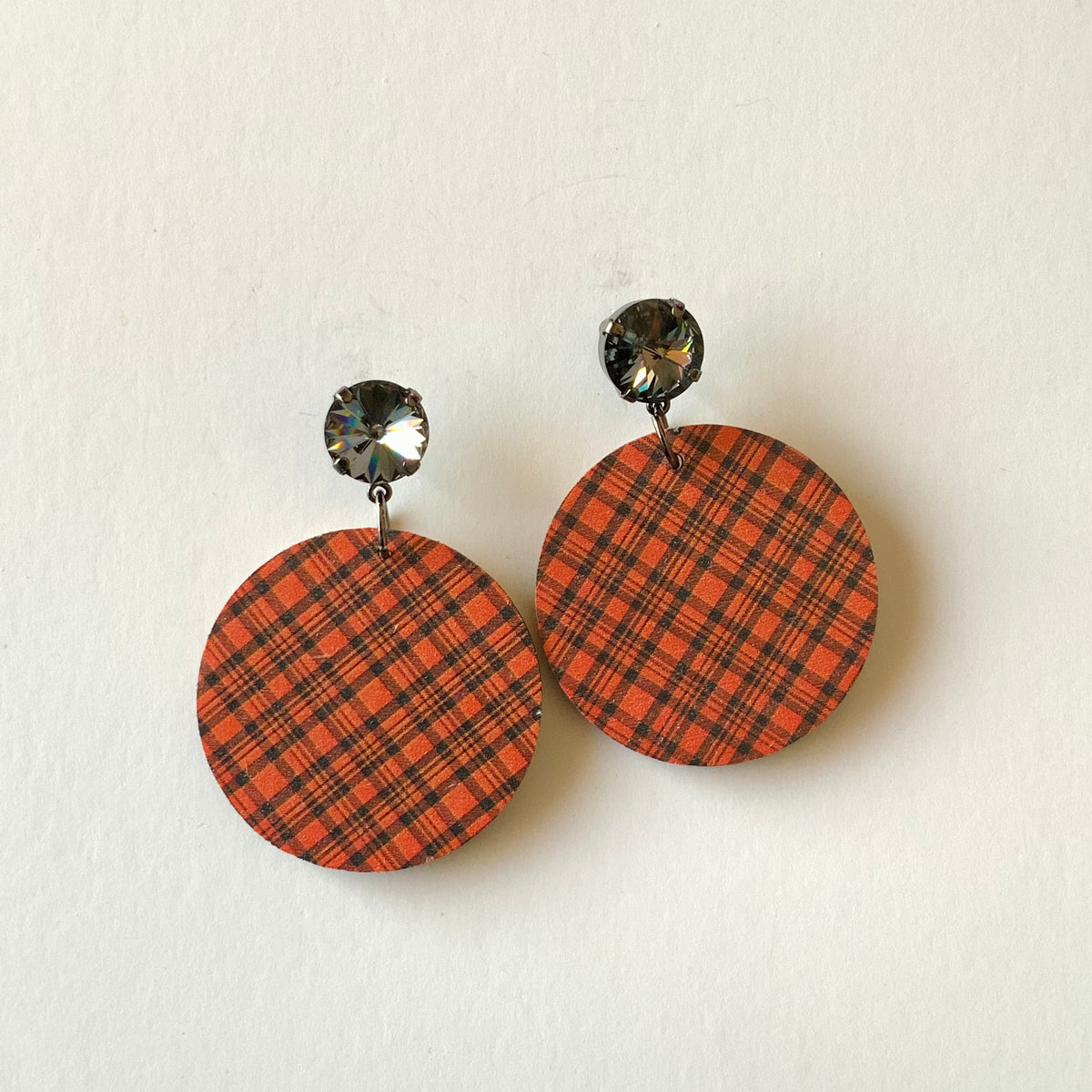 Plaid Wood Earrings in Black - KaraMarie