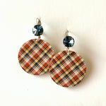 Plaid Drop Earrings in Navy - KaraMarie