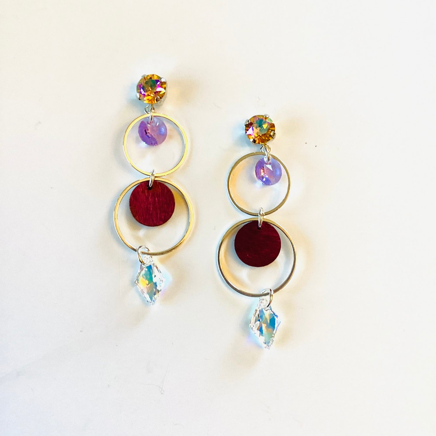 Floating Long Earrings in Sunflower Glacier Blue