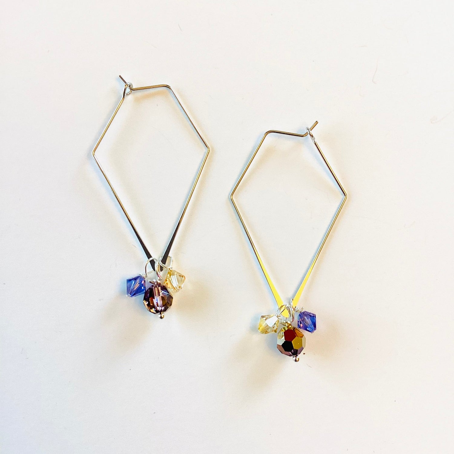 Diamond Hoop Charm Earrings