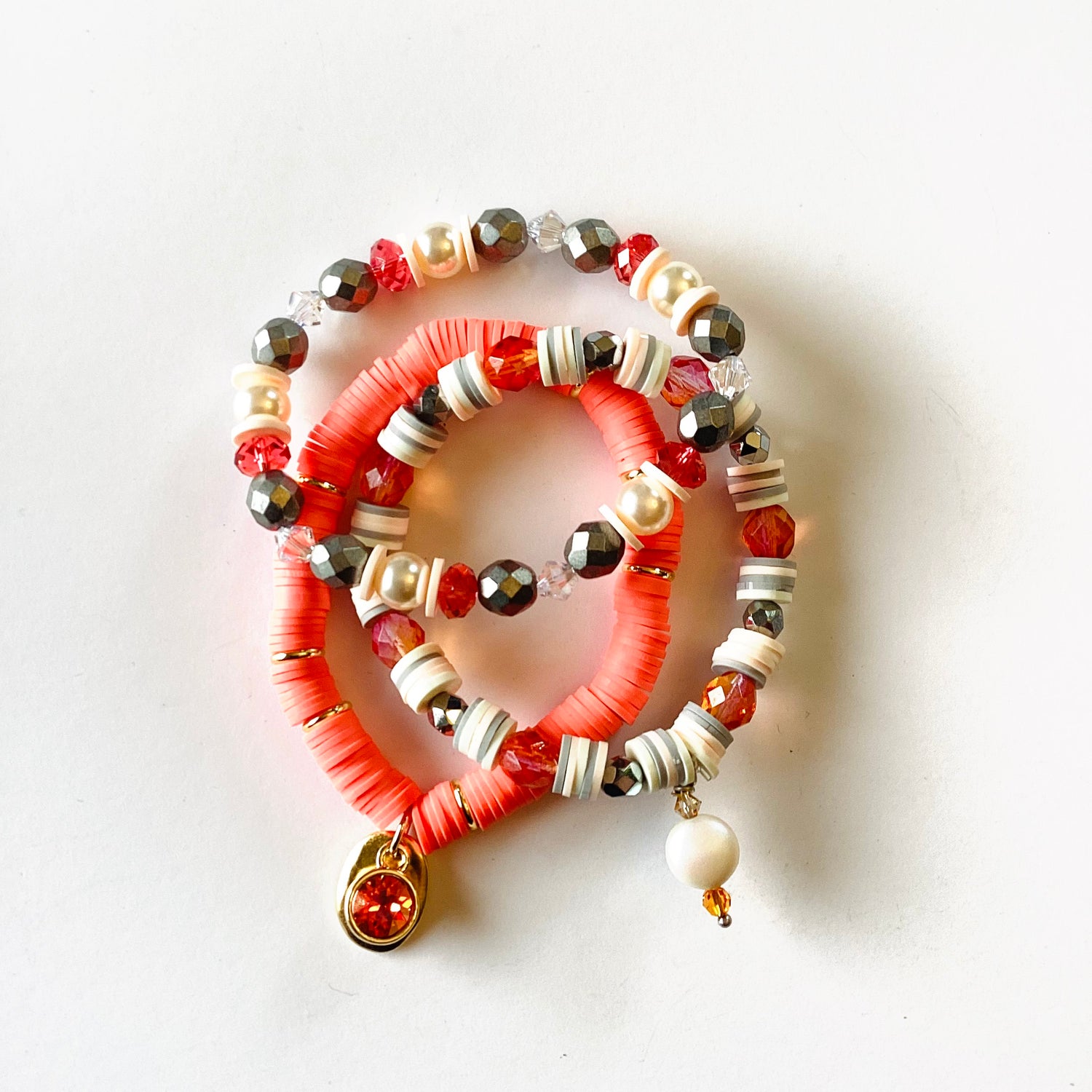 One of a Kind Heishi Stretch Bracelet Set 