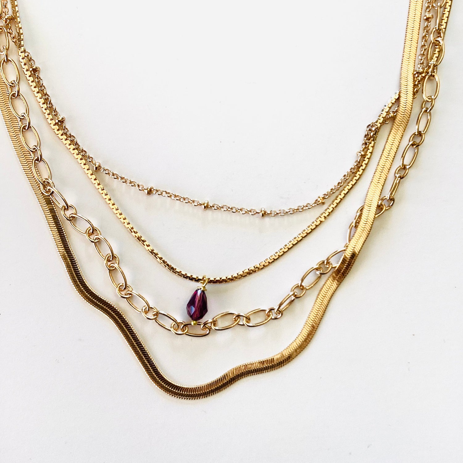 Chain Of Events Necklace In Gold/Amethyst