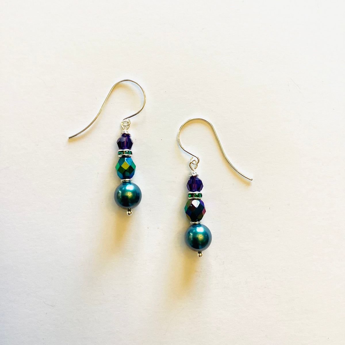 Tahiti Green + Purple Simple Drop Earrings - KaraMarie