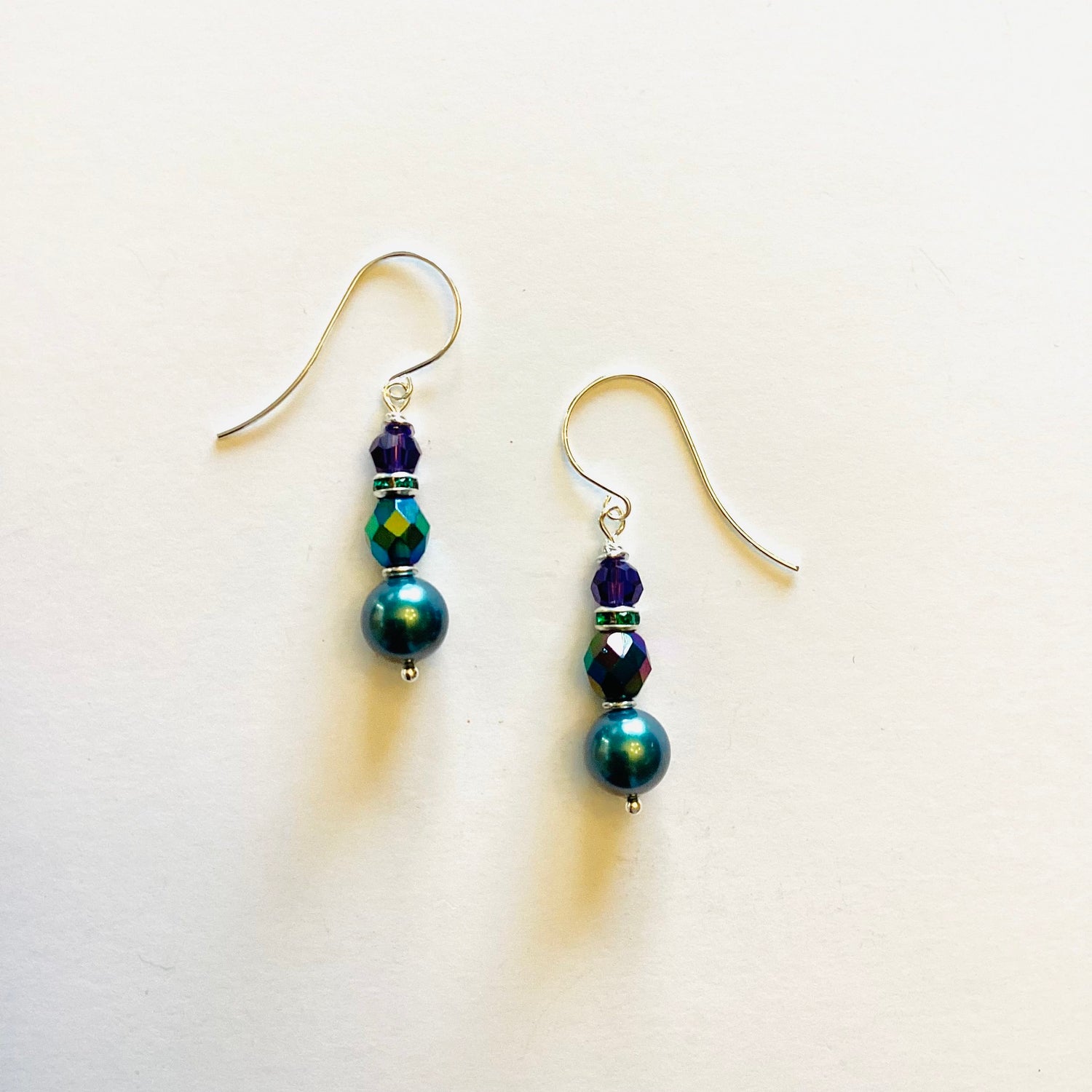 Tahiti Green + Purple Simple Drop Earrings - KaraMarie