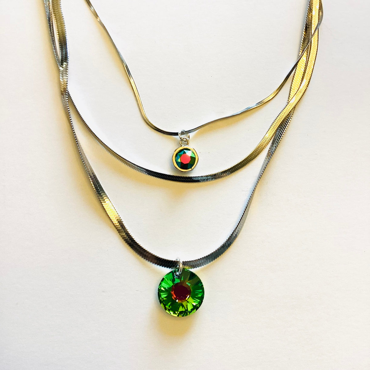 Triple Strand Necklace in Metallic Medium Vitrail - KaraMarie