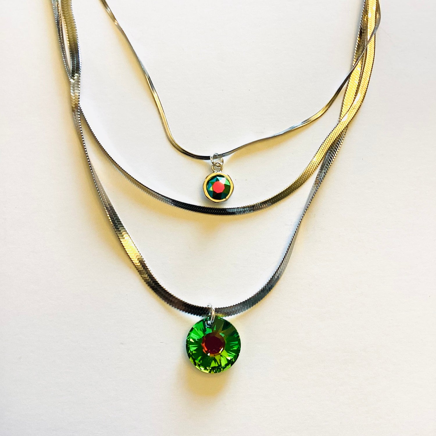 Triple Strand Necklace in Metallic Medium Vitrail - KaraMarie