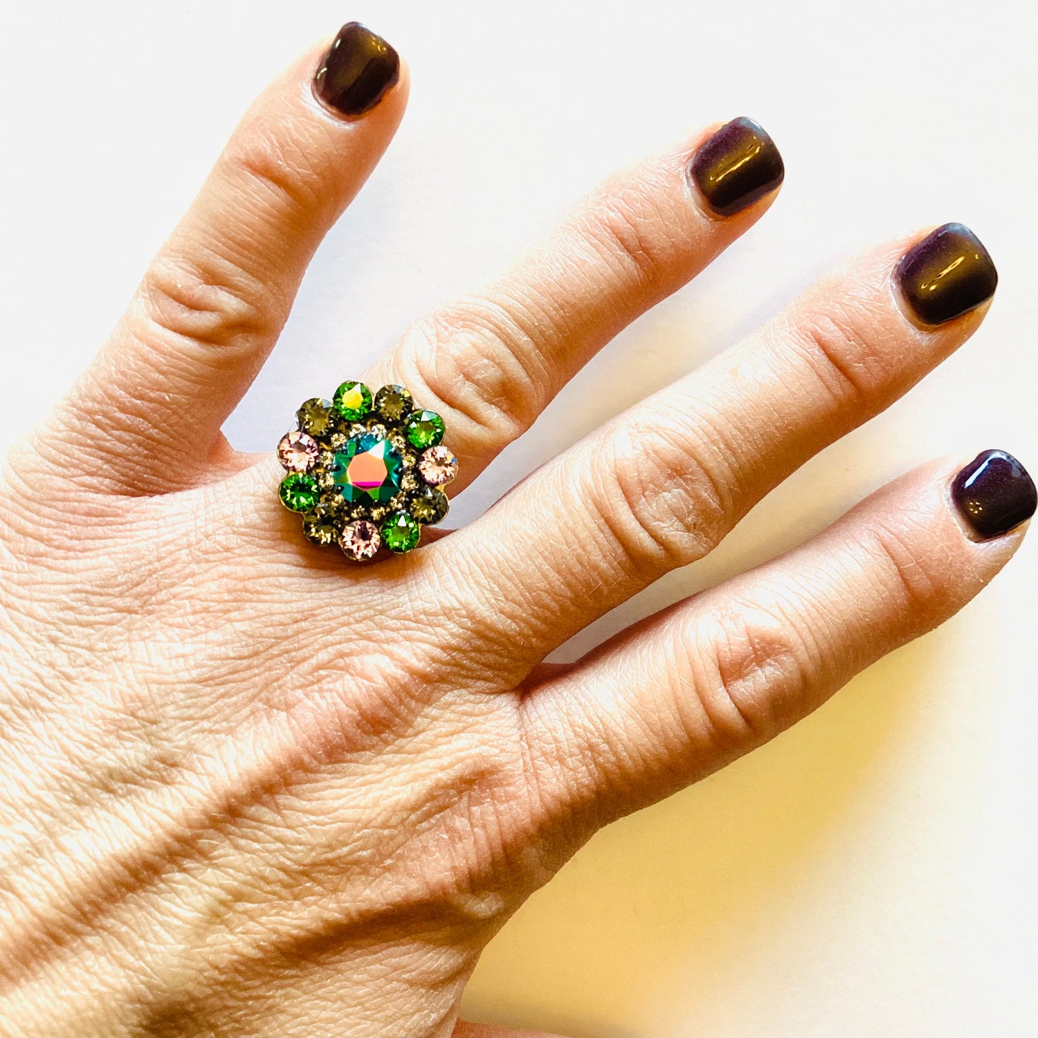 Sunburst Flower Ring in Metallic Medium Vitrail