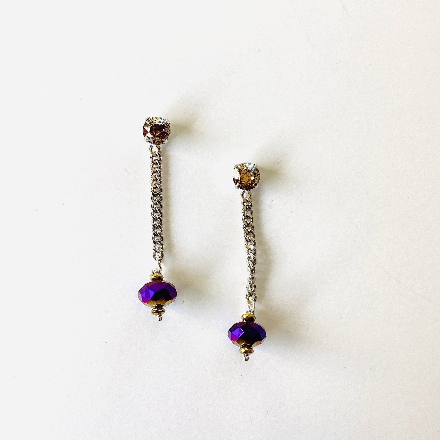 Chain Drop Earrings in Light Colorado Topaz Silver Patina