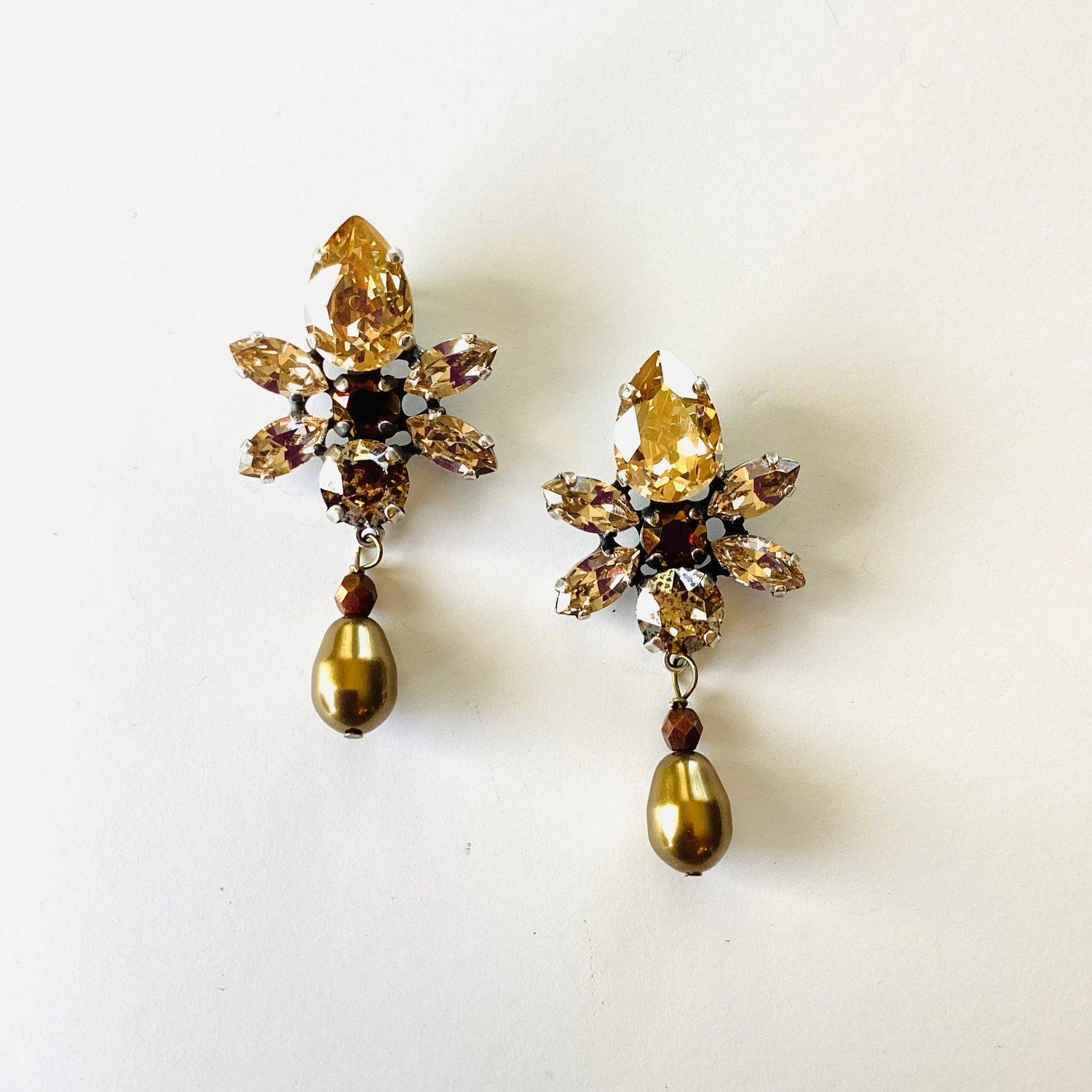 Cluster Statement Earrings in Golden Fall Shades - KaraMarie