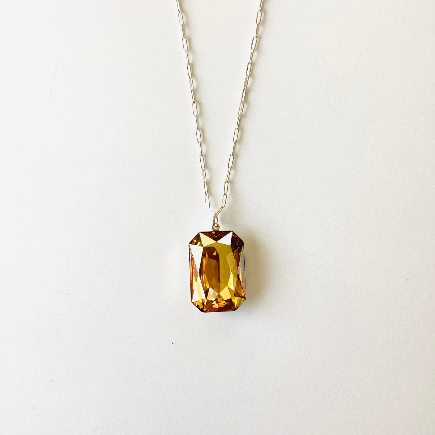 Large Stone Pendant Necklace in Golden Shadow